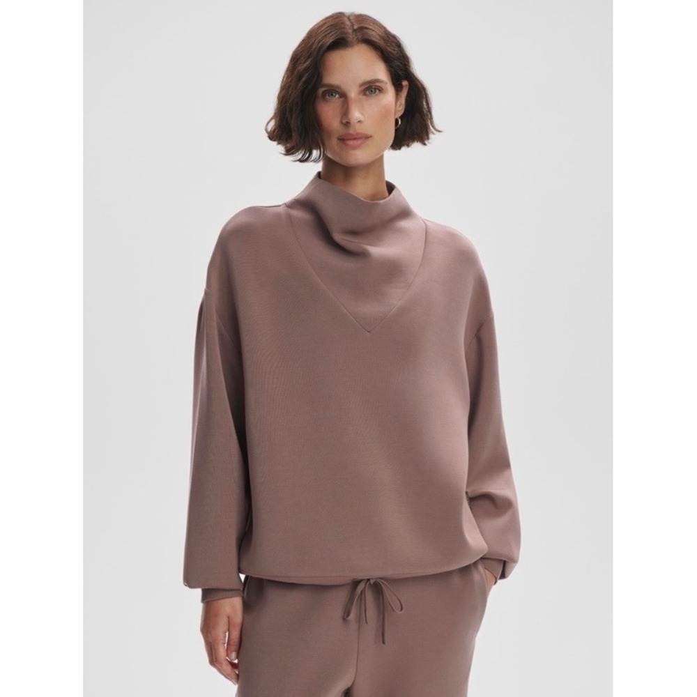 Varley Betsy Sweat DoubleSoft Funnel Neck Pullover Mauve Brown Medium VAR00979